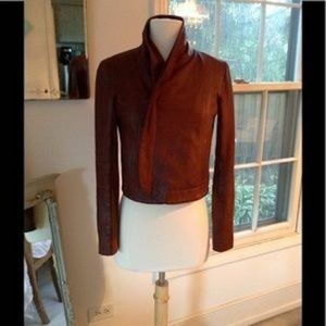 NWOT Kenna T Cognac Leather Moto Jacket XS